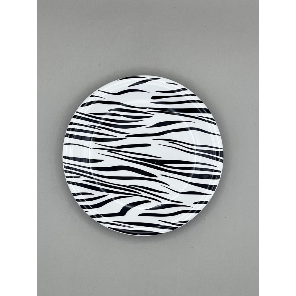 Zebra Print Decorative Ceramic Trinket Dish Plate Black White Animal 5.25"